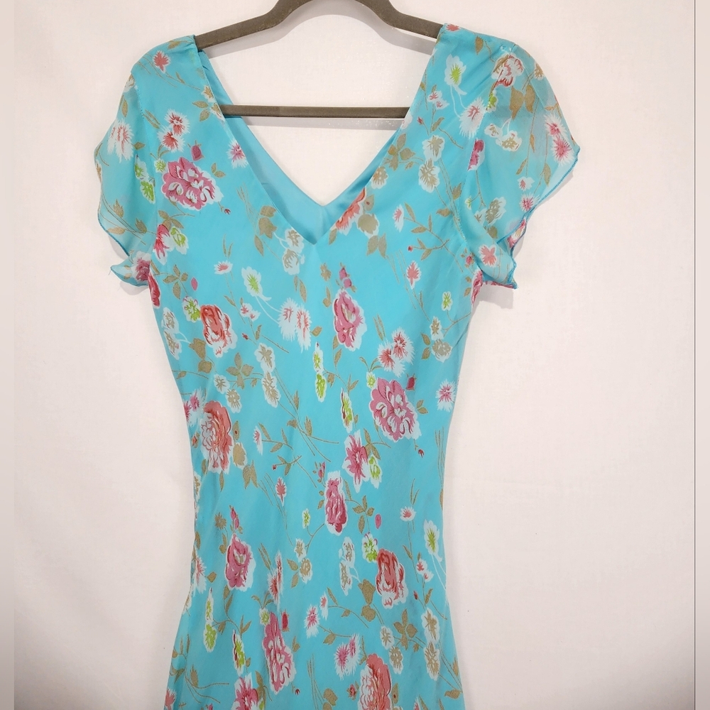 Vintage Y2K Studio West Floral Turquoise Dress Size M - Picture 5 of 5